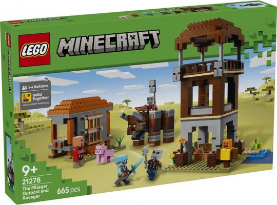 LEGO Bouwstenen 0000-1000 Minecraft De Plunderaar buitenpost en Verwoester (21278) — 665 stukjes, huren vanaf €4,75/week